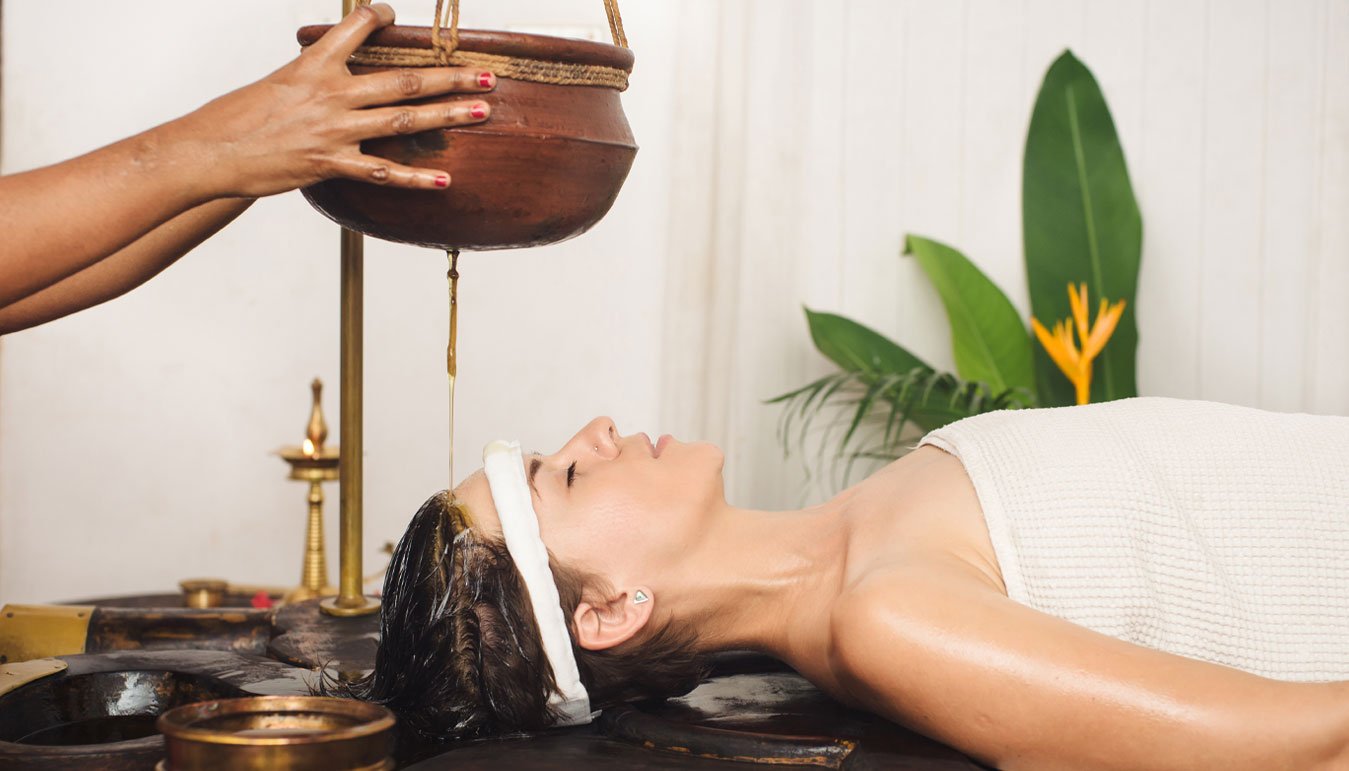 Lady having Ayurveda treatment in Kerala